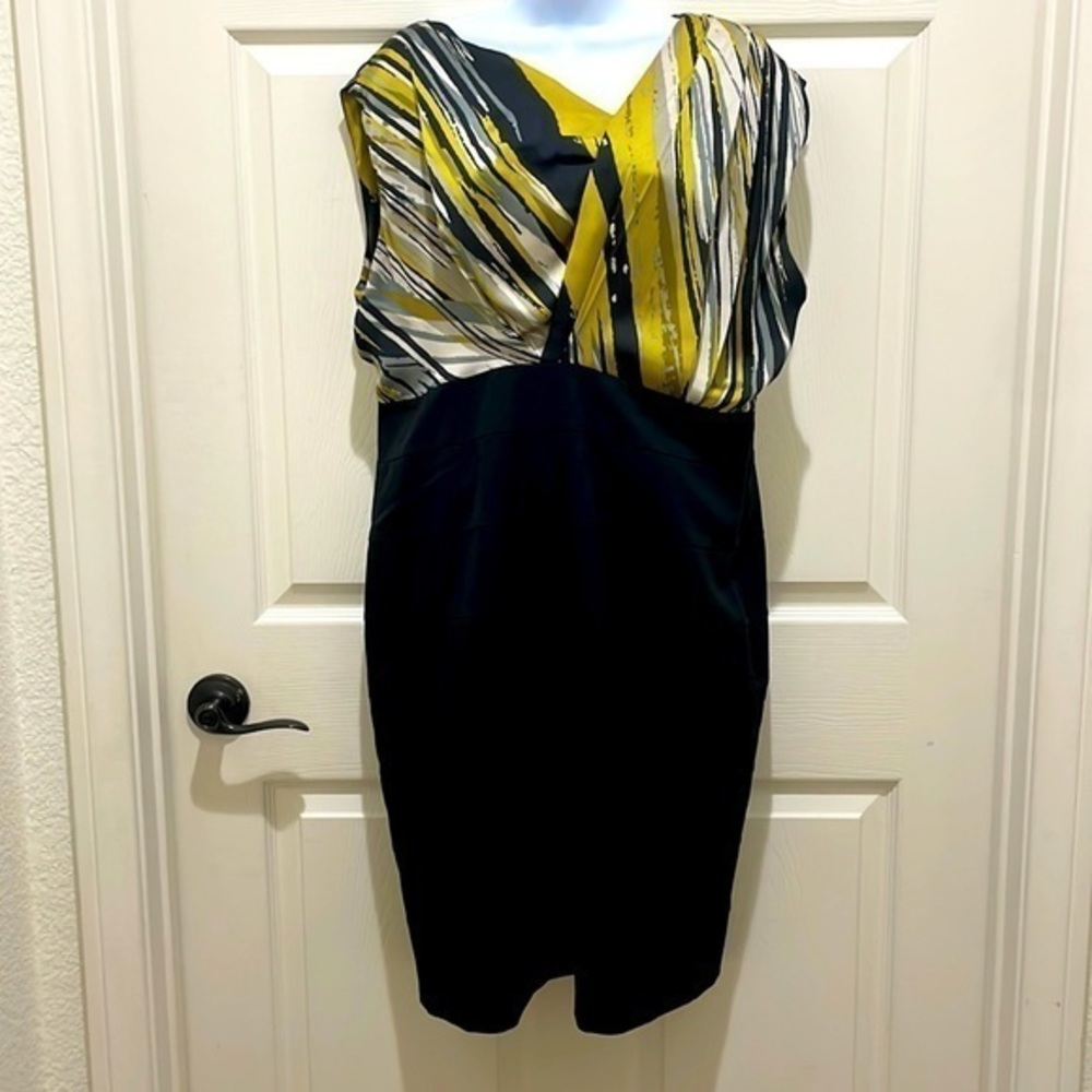 Tahari Arthur S. Levine Sleeveless Asymmetrical Abstract Sheath Dress